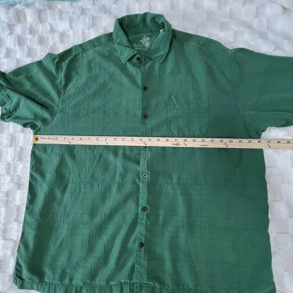 Tommy Bahama 100% Silk Shirt Mens XL Green Short Sleeve Button Up Hawaiian - Picture 5 of 8